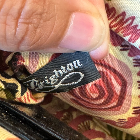 Brighton Black Flower Crossbody Purse Bag Silver Tone Chain - Picture 9 of 13